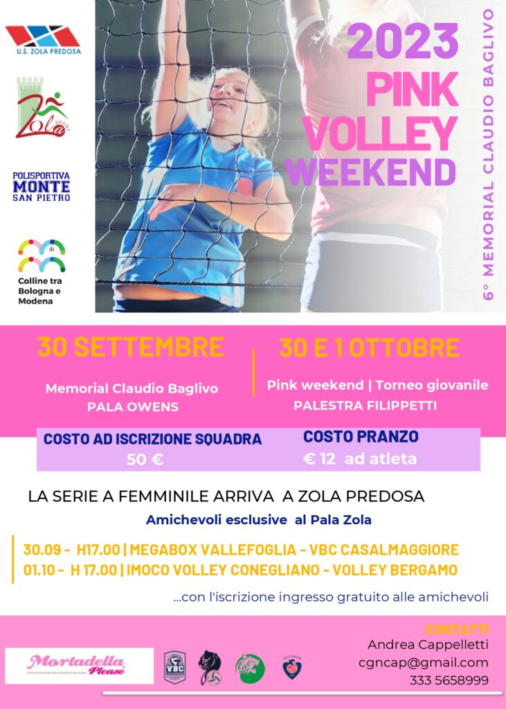 Volantino Pink Volley Weekend e 6° Memorial Claudio Baglivo